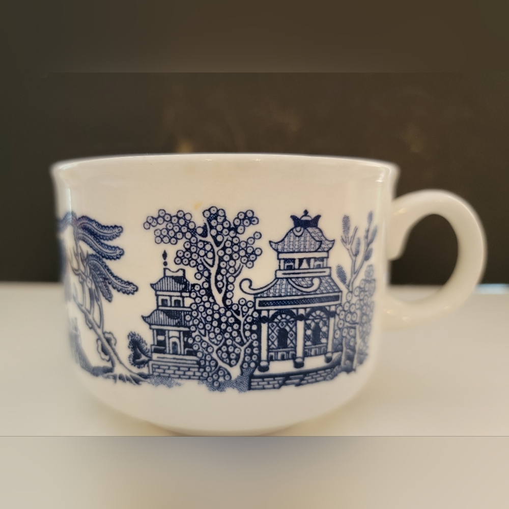 Churchill England Blue &White Classic Willow Asian Decor 4"×3" Cup 12 Oz